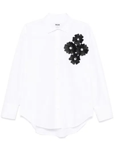 Msgm Cotton White Shirt With Front Detail
