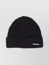 Msgm Cozy Turn-up Brim Fuzzy Hat In Black