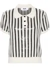 Msgm White Cropped Top With Sequins In Fabric Woman In White