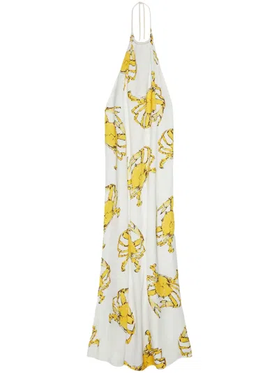 Msgm Crab-print Dress In White
