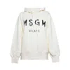 Msgm Cream Cotton Hoodie Brush Logo Print