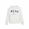 Msgm Cream Cotton Hoodie With Logo Print In White