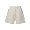 Msgm Cream Cotton Sports Shorts With Logo In White