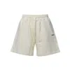 Msgm Cream Cotton Sports Shorts With Logo In Grey