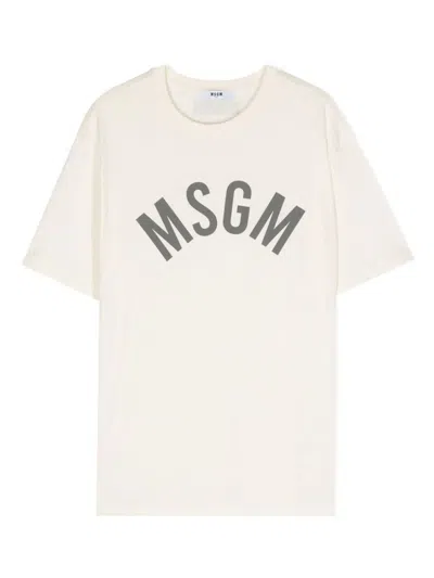 Msgm Kids' Logo-print T-shirt In White