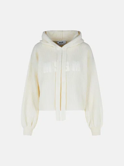 Msgm Cream Wool Blend Sweater