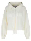 Msgm Wool Blend Sweater Hooded Design In Cream