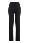 Msgm Crepe Tailored Trousers High Waist Straight Leg In Black