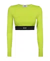 Msgm Long Sleeve Crop Top In Green