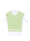 Msgm Crew-neck Cable-knit T-shirt In Green