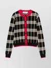 Msgm Crew Neck Checked Pattern Knitwear In Black