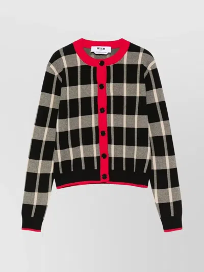 MSGM CREW NECK CHECKED PATTERN KNITWEAR
