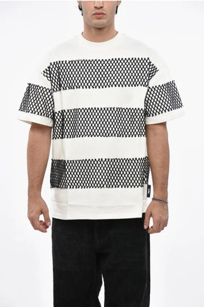 Msgm Crew-neck Cotton Jersey T-shirt With Mesh Details In White