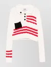 Msgm Crew Neck Cotton Sweater With Button Detailing In White