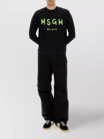 Msgm Crew Neck Cotton Sweatshirt