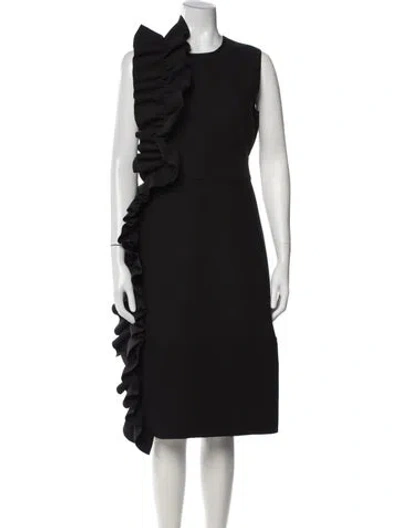 Pre-owned Msgm Crew Neck Knee-length Dress In Black