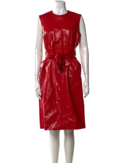 Pre-owned Msgm Crew Neck Knee-length Dress In Red