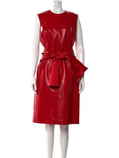 Pre-owned Msgm Crew Neck Knee-length Dress In Red