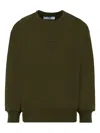 Msgm Crew-neck Logo-print Sweatshirt In Green