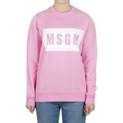 Msgm Crew Neck Logo-print Sweatshirt In Pink