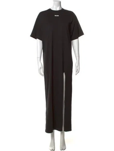 Pre-owned Msgm Crew Neck Long Dress In Black