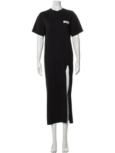 Pre-owned Msgm Crew Neck Long Dress In Gray