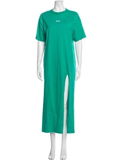 Pre-owned Msgm Crew Neck Long Dress In Green