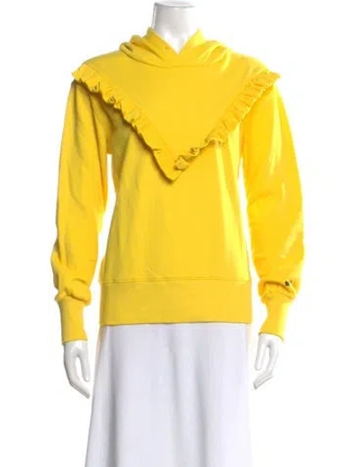 Pre-owned Msgm Crew Neck Long Sleeve Hoodie In Yellow