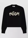 Msgm Cropped Textured Logo Cotton Sweatshirt In Black