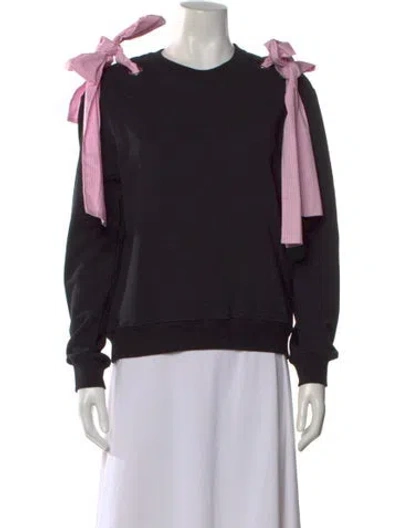 Pre-owned Msgm Crew Neck Long Sleeve Sweatshirt In Black