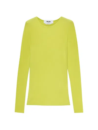 Msgm Crew Neck Long-sleeve Top In Green