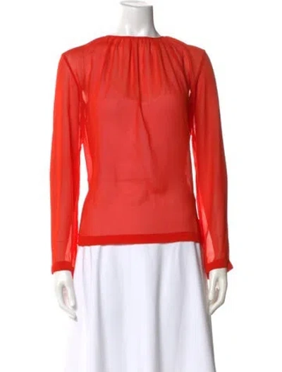 Pre-owned Msgm Crew Neck Long Sleeve Top In Orange