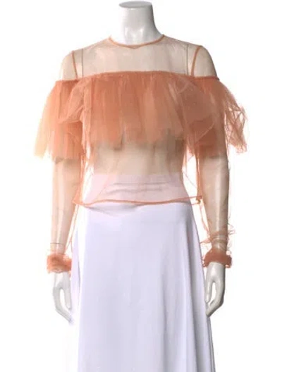 Pre-owned Msgm Crew Neck Long Sleeve Top In Orange