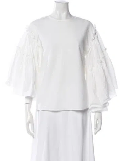 Pre-owned Msgm Crew Neck Long Sleeve Top In White