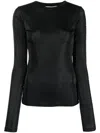 Msgm Crew-neck Metallic Jumper In Black