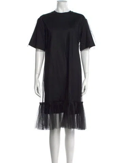 Pre-owned Msgm Crew Neck Midi Length Dress In Black