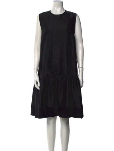 Pre-owned Msgm Crew Neck Midi Length Dress In Black