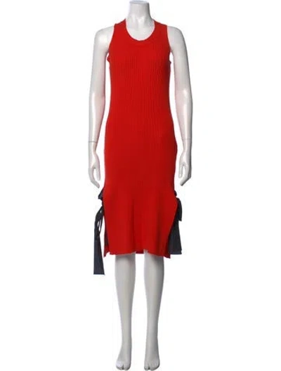 Pre-owned Msgm Crew Neck Midi Length Dress In Orange