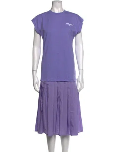 Pre-owned Msgm Crew Neck Midi Length Dress In Purple