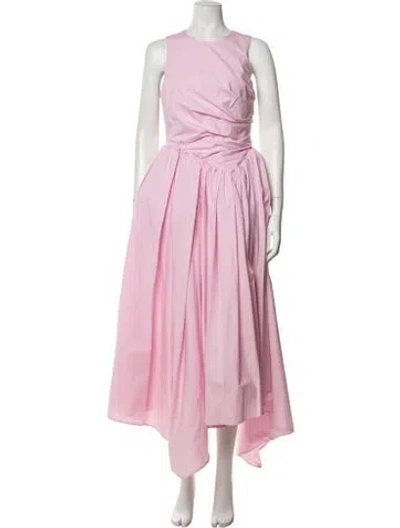 Pre-owned Msgm Crew Neck Midi Length Dress W/ Tags In Pink