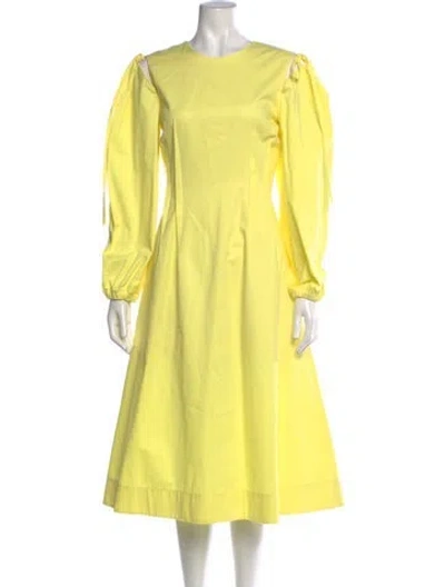 Pre-owned Msgm Crew Neck Midi Length Dress In Yellow