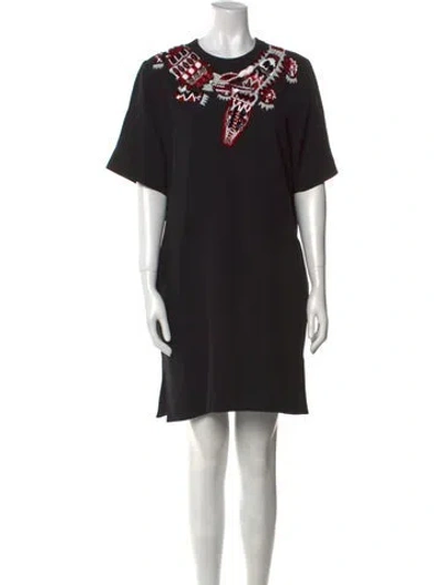 Pre-owned Msgm Crew Neck Mini Dress In Black