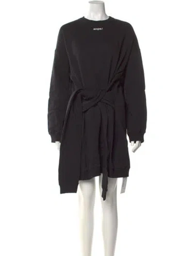 Pre-owned Msgm Crew Neck Mini Dress In Black