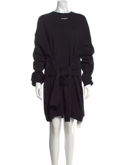 Pre-owned Msgm Crew Neck Mini Dress In Black