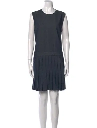 Pre-owned Msgm Crew Neck Mini Dress In Blue