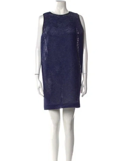Pre-owned Msgm Crew Neck Mini Dress In Blue