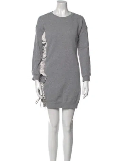 Pre-owned Msgm Crew Neck Mini Dress In Gray