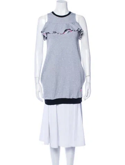 Pre-owned Msgm Crew Neck Mini Dress In Gray