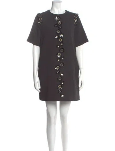 Pre-owned Msgm Crew Neck Mini Dress In Gray