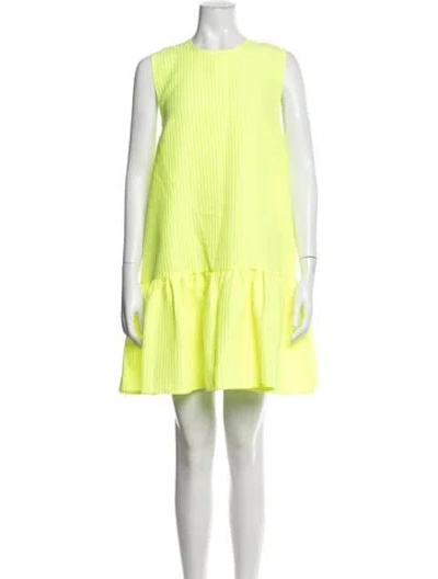 Pre-owned Msgm Crew Neck Mini Dress In Green